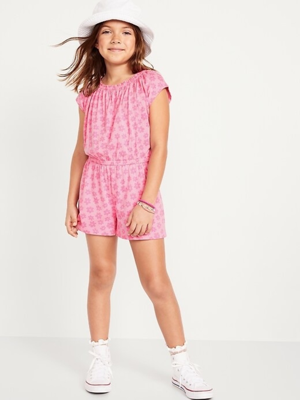 Old Navy Pink Floral Girls' Short Sleeve Romper